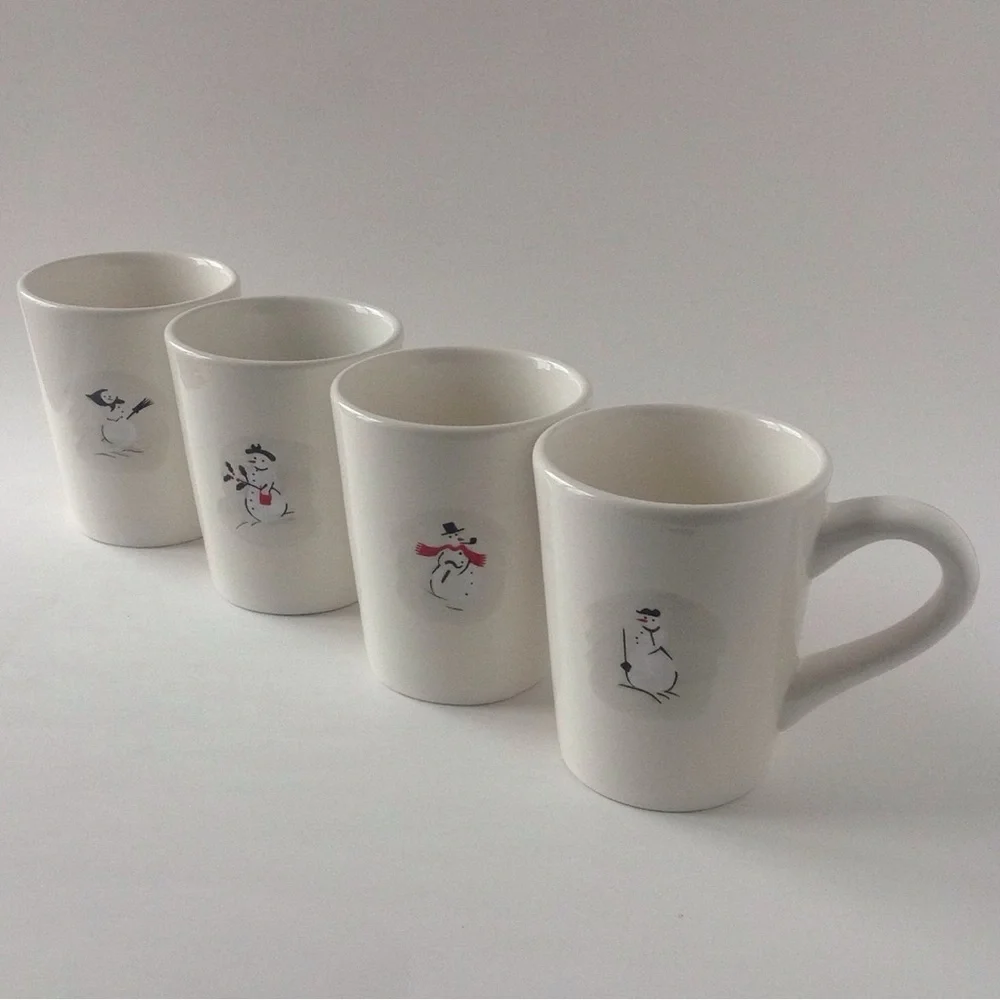5 Williams Sonoma White Ceramic Mugs